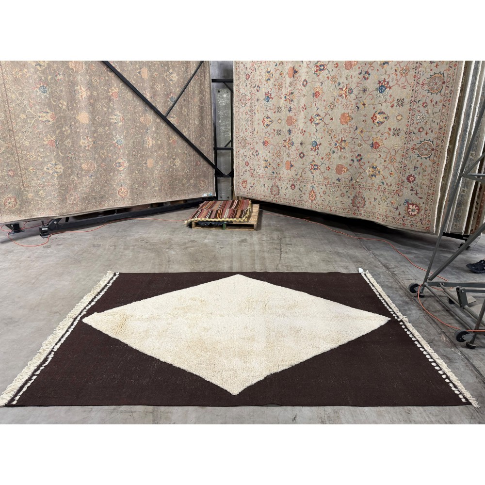 Modern Hand Knotted Turkish Rug in Brown and Ivory, 100% Natural Wool. Custom Options Available Modern Hand Knotted Turkish Rug in Brown and Ivory, 100% Natural Wool. Custom Options Available