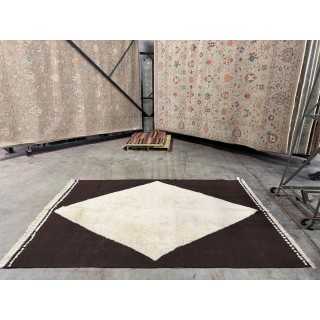 Modern Hand Knotted Turkish Rug in Brown and Ivory, 100% Natural Wool. Custom Options Available