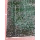 Vintage Hand-knotted Turkish Wool Area Rug Overdyed in Dark Green for Living Room