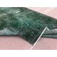 Vintage Hand-knotted Turkish Wool Area Rug Overdyed in Dark Green for Living Room