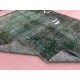 Vintage Hand-knotted Turkish Wool Area Rug Overdyed in Dark Green for Living Room