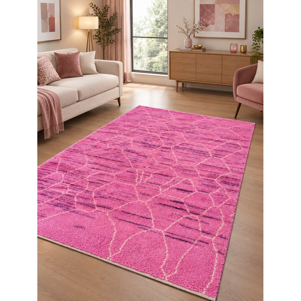 Handknotted Moroccan Design Pink Tulu Rug. 100% Wool. Modern Turkish Carpet Handknotted Moroccan Design Pink Tulu Rug. 100% Wool. Modern Turkish Carpet