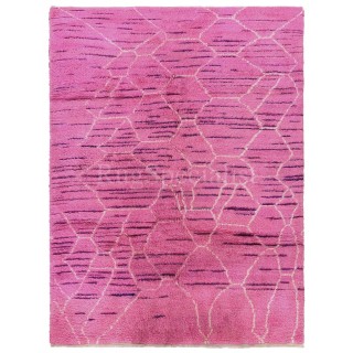 Handknotted Moroccan Design Pink Tulu Rug. 100% Wool. Modern Turkish Carpet