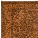 Vintage Hand-knotted Medallion Design Turkish Wool Area Rug Overdyed in Orange for Living Room
