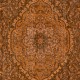 Vintage Hand-knotted Medallion Design Turkish Wool Area Rug Overdyed in Orange for Living Room