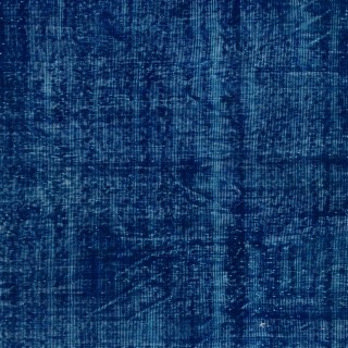 Vintage Hand-Knotted Shabby Chic Style Turkish Wool Area Rug Overdyed in Blue