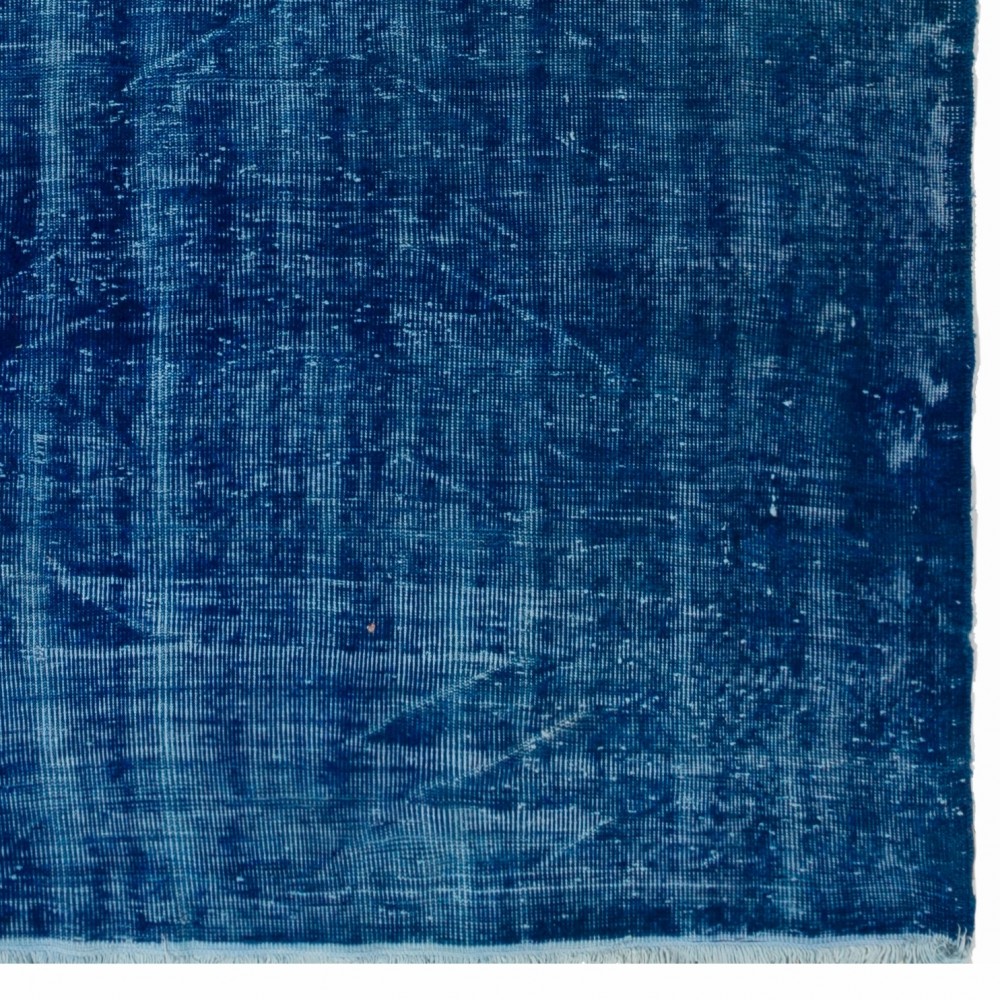 Vintage Hand-Knotted Shabby Chic Style Turkish Wool Area Rug Overdyed in Blue Vintage Hand-Knotted Shabby Chic Style Turkish Wool Area Rug Overdyed in Blue