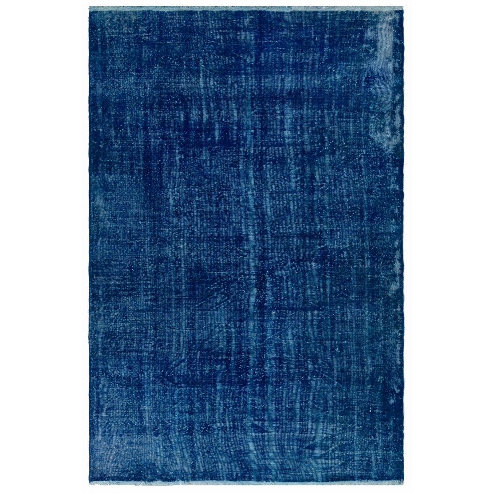Vintage Hand-Knotted Shabby Chic Style Turkish Wool Area Rug Overdyed in Blue Vintage Hand-Knotted Shabby Chic Style Turkish Wool Area Rug Overdyed in Blue
