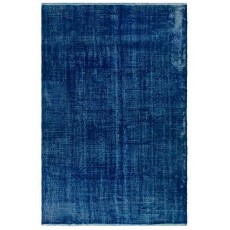 Vintage Hand-Knotted Shabby Chic Style Turkish Wool Area Rug Overdyed in Blue