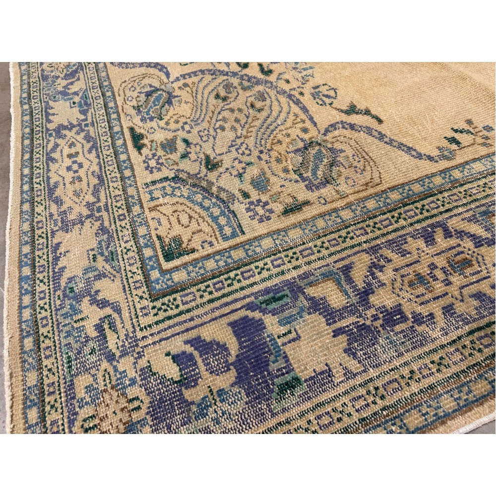 One-of-a-kind Vintage Wool Area Rug. Handknotted Turkish Carpet for Country, Farmhouse Decor One-of-a-kind Vintage Wool Area Rug. Handknotted Turkish Carpet for Country, Farmhouse Decor