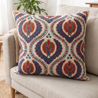 Silk Embroidered Tulip Pattern Cushion Cover. Beige Throw Pillow Case. Traditional Accent Pillow Silk Embroidered Tulip Pattern Cushion Cover. Beige Throw Pillow Case. Traditional Accent Pillow