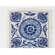 Silk Embroidery Wall Hanging. Cream and Blue Suzani Fabric Table Runner Silk Embroidery Wall Hanging. Cream and Blue Suzani Fabric Table Runner