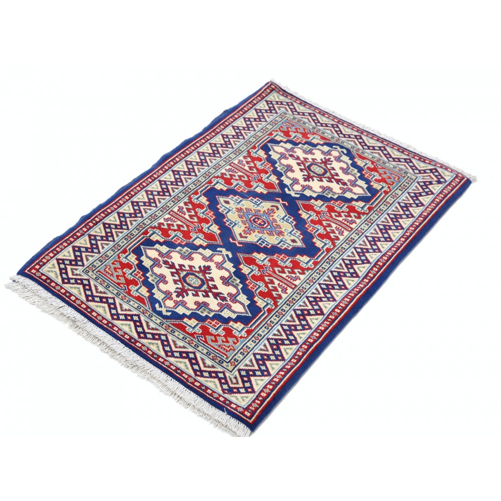 Hand Knotted Navy Blue, Red, Ivory Wool Area Rug | Geometric Tribal Medallion Patterned Small Rug Hand Knotted Navy Blue, Red, Ivory Wool Area Rug | Geometric Tribal Medallion Patterned Small Rug