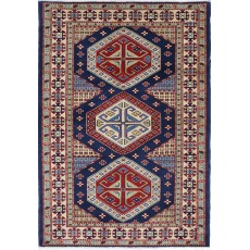 Hand Knotted Tribal Wool Accent Rug | Geometric Design Entryway and Bedroom Rug