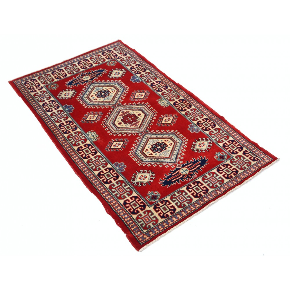 Hand Knotted Red, Navy Blue, Ivory, Light Blue Wool Area Rug | Traditional Turkish Tribal Motif Accent Rug Hand Knotted Red, Navy Blue, Ivory, Light Blue Wool Area Rug | Traditional Turkish Tribal Motif Accent Rug