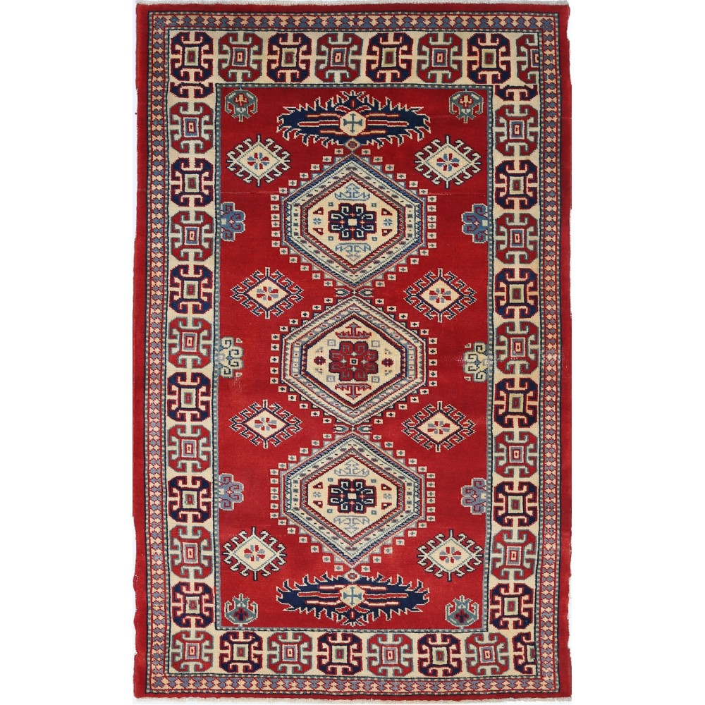 Hand Knotted Red, Navy Blue, Ivory, Light Blue Wool Area Rug | Traditional Turkish Tribal Motif Accent Rug Hand Knotted Red, Navy Blue, Ivory, Light Blue Wool Area Rug | Traditional Turkish Tribal Motif Accent Rug