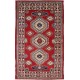 Hand Knotted Red, Navy Blue, Ivory, Light Blue Wool Area Rug | Traditional Turkish Tribal Motif Accent Rug Hand Knotted Red, Navy Blue, Ivory, Light Blue Wool Area Rug | Traditional Turkish Tribal Motif Accent Rug