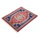 Hand Knotted Red, Navy Blue, Ivory Wool Area Rug | Geometric Tribal Medallion Patterned Accent Rug Hand Knotted Red, Navy Blue, Ivory Wool Area Rug | Geometric Tribal Medallion Patterned Accent Rug