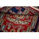 Hand Knotted Red, Navy Blue, Ivory Wool Area Rug | Geometric Tribal Medallion Patterned Accent Rug Hand Knotted Red, Navy Blue, Ivory Wool Area Rug | Geometric Tribal Medallion Patterned Accent Rug