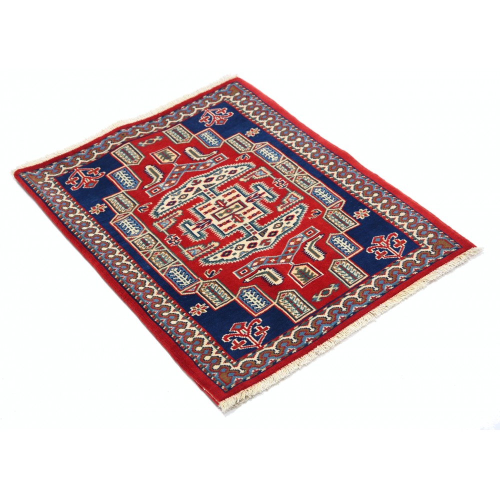 Red Handknotted Accent Rug | Woolen Floor Covering | Handmade Rug for Bedroom and Entryway
