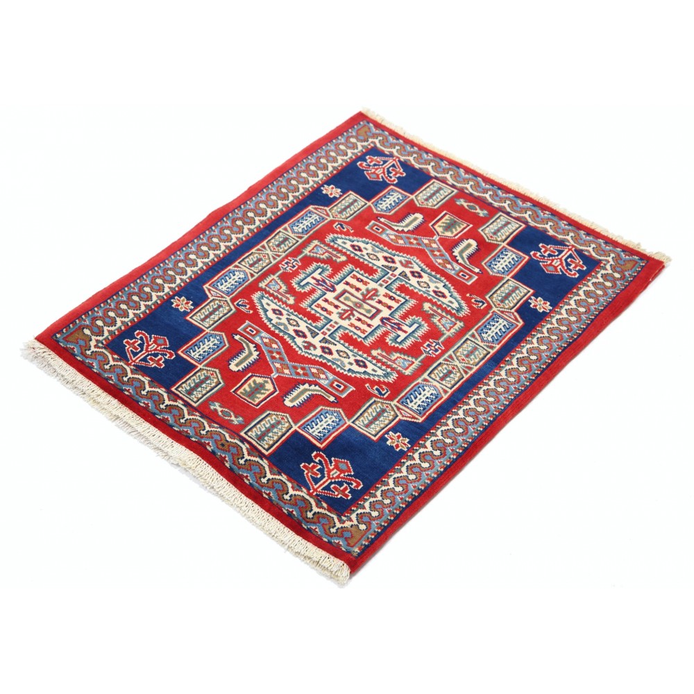 Red Handknotted Accent Rug | Woolen Floor Covering | Handmade Rug for Bedroom and Entryway