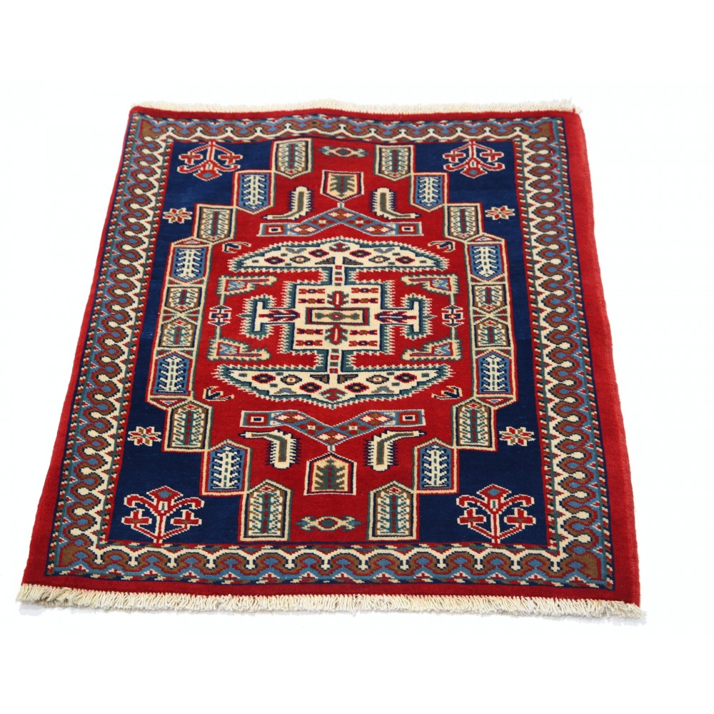 Red Handknotted Accent Rug | Woolen Floor Covering | Handmade Rug for Bedroom and Entryway