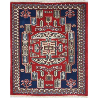 Red Handknotted Accent Rug | Woolen Floor Covering | Handmade Rug for Bedroom and Entryway