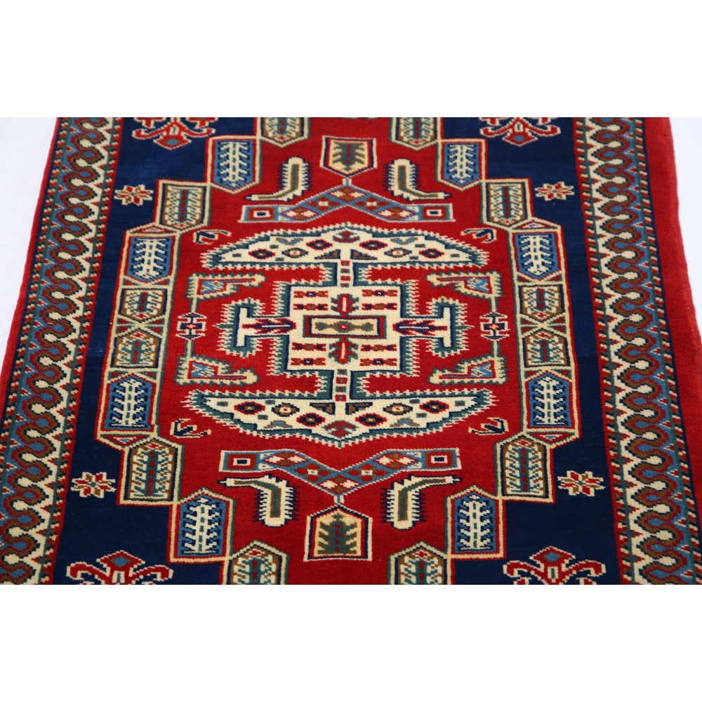 Red Handknotted Accent Rug | Woolen Floor Covering | Handmade Rug for Bedroom and Entryway
