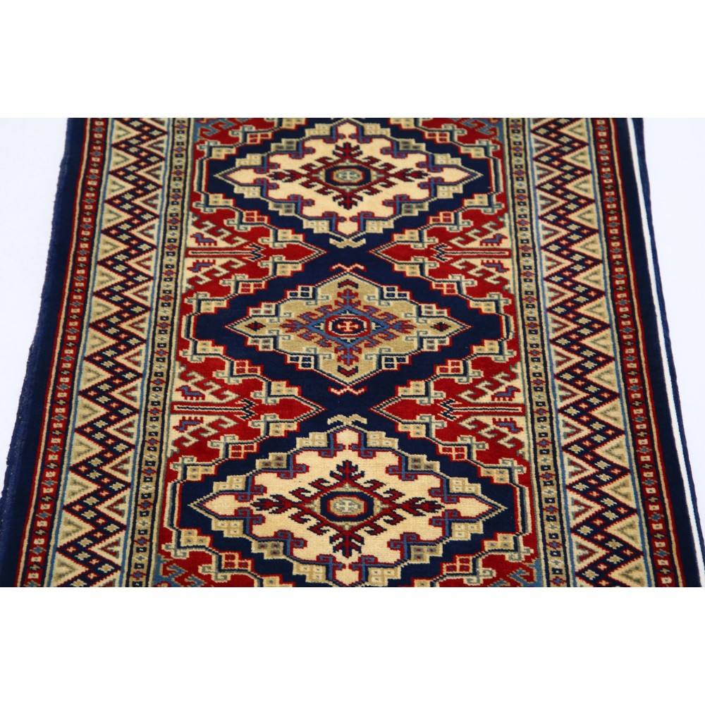 Hand Knotted Navy Blue, Red, Ivory Wool Area Rug | Turkish Geometric Medallion Accent Rug Hand Knotted Navy Blue, Red, Ivory Wool Area Rug | Turkish Geometric Medallion Accent Rug