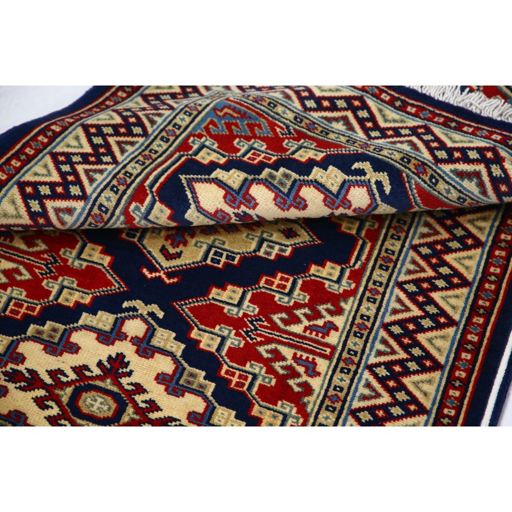 Hand Knotted Navy Blue, Red, Ivory Wool Area Rug | Turkish Geometric Medallion Accent Rug Hand Knotted Navy Blue, Red, Ivory Wool Area Rug | Turkish Geometric Medallion Accent Rug