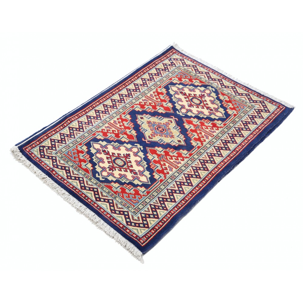 Hand Knotted Navy, Red, Ivory Wool Area Rug | Geometric Medallion Patterned Accent Rug Hand Knotted Navy, Red, Ivory Wool Area Rug | Geometric Medallion Patterned Accent Rug