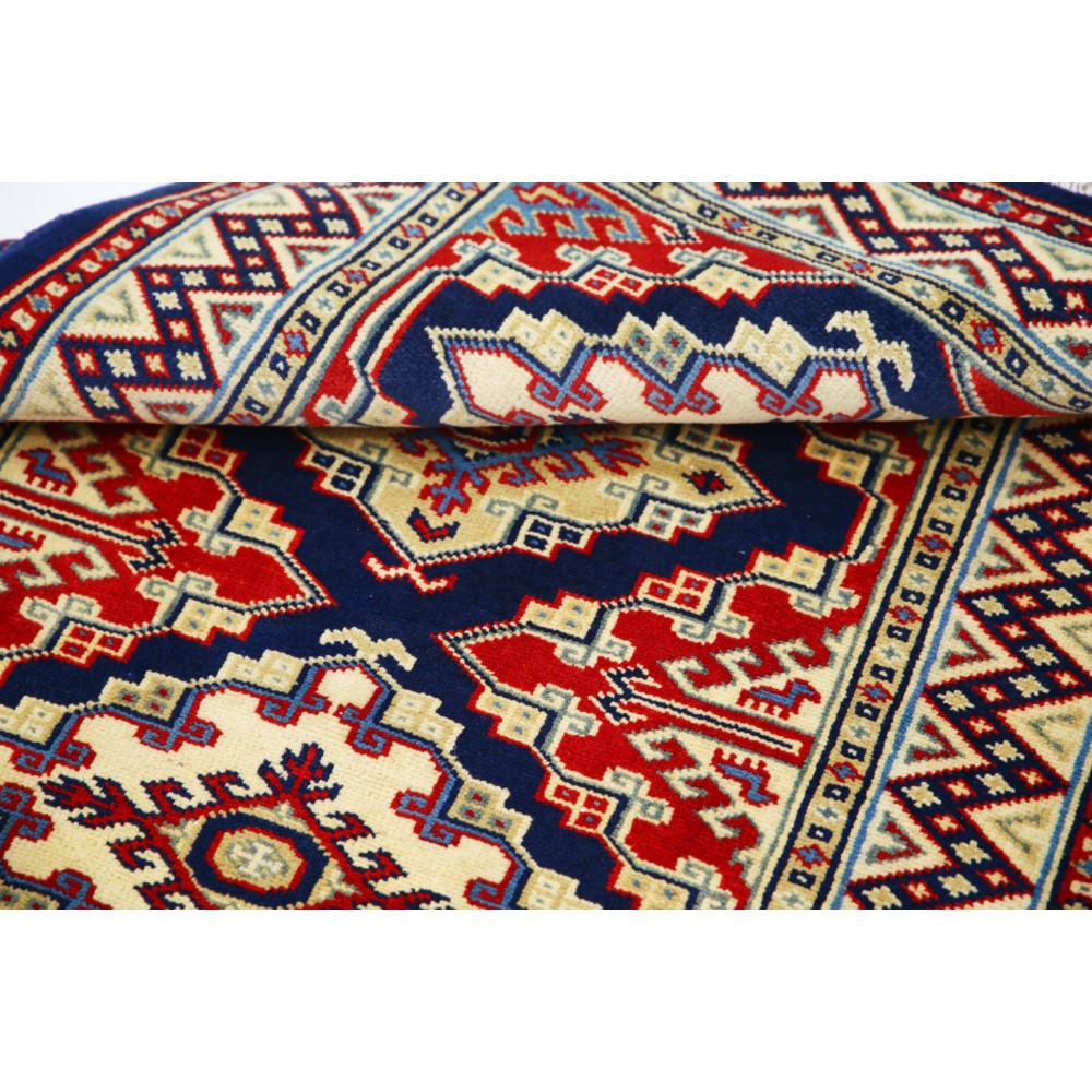 Hand Knotted Navy, Red, Ivory Wool Area Rug | Geometric Medallion Patterned Accent Rug Hand Knotted Navy, Red, Ivory Wool Area Rug | Geometric Medallion Patterned Accent Rug