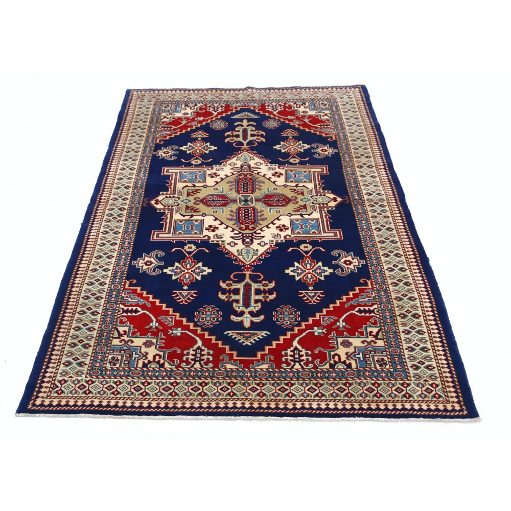 Hand Knotted Navy Blue, Red, Ivory, Light Blue Wool Area Rug | Turkish Geometric Medallion Accent Rug Hand Knotted Navy Blue, Red, Ivory, Light Blue Wool Area Rug | Turkish Geometric Medallion Accent Rug