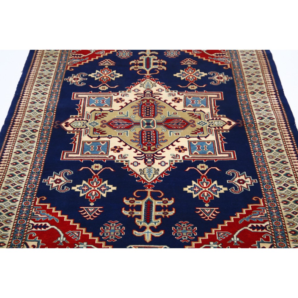 Hand Knotted Navy Blue, Red, Ivory, Light Blue Wool Area Rug | Turkish Geometric Medallion Accent Rug Hand Knotted Navy Blue, Red, Ivory, Light Blue Wool Area Rug | Turkish Geometric Medallion Accent Rug