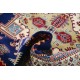 Hand Knotted Navy Blue, Red, Ivory, Light Blue Wool Area Rug | Turkish Geometric Medallion Accent Rug Hand Knotted Navy Blue, Red, Ivory, Light Blue Wool Area Rug | Turkish Geometric Medallion Accent Rug