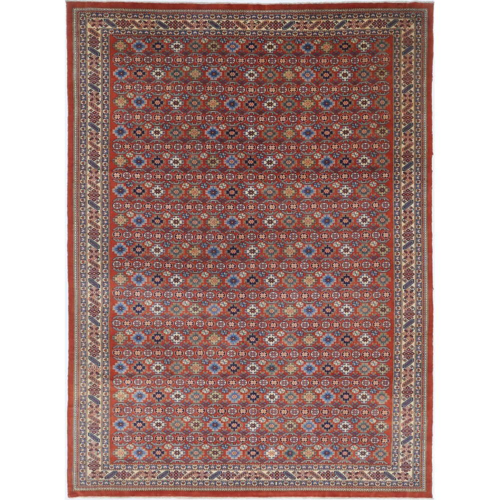 Hand-Knotted Geometric Tribal Area Rug | Rust Red, Navy Blue, Beige Wool Carpet for Living Room, Bedroom & Dining Room Hand-Knotted Geometric Tribal Area Rug | Rust Red, Navy Blue, Beige Wool Carpet for Living Room, Bedroom & Dining Room