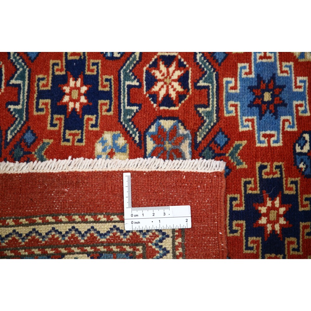 Hand-Knotted Geometric Tribal Area Rug | Rust Red, Navy Blue, Beige Wool Carpet for Living Room, Bedroom & Dining Room Hand-Knotted Geometric Tribal Area Rug | Rust Red, Navy Blue, Beige Wool Carpet for Living Room, Bedroom & Dining Room