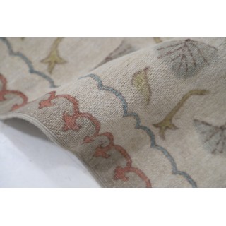 Hand Knotted Ivory, Blush, Light Blue Wool Area Rug | Turkish Geometric Design Accent Rug Hand Knotted Ivory, Blush, Light Blue Wool Area Rug | Turkish Geometric Design Accent Rug