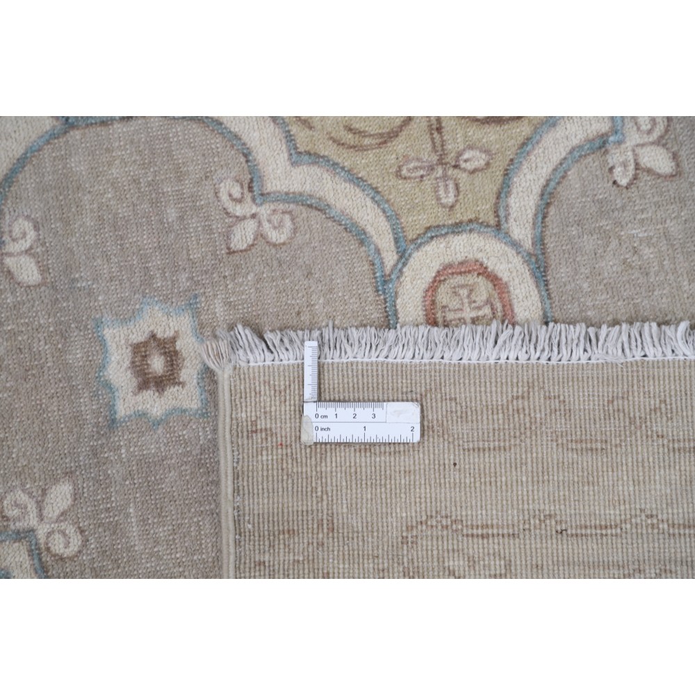 Hand Knotted Ivory, Blush, Light Blue Wool Area Rug | Turkish Geometric Design Accent Rug Hand Knotted Ivory, Blush, Light Blue Wool Area Rug | Turkish Geometric Design Accent Rug