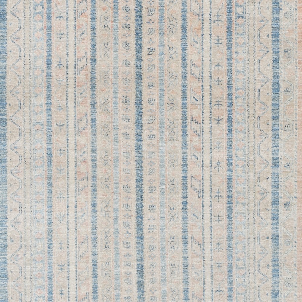 Hand Knotted Light Blue, Beige Wool Area Rug | Decorative Striped Geometric Rug Hand Knotted Light Blue, Beige Wool Area Rug | Decorative Striped Geometric Rug