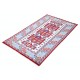 Hand Knotted Ivory, Red, Light Blue, Navy Blue Wool Area Rug | Turkish Tribal Motif Accent Rug Hand Knotted Ivory, Red, Light Blue, Navy Blue Wool Area Rug | Turkish Tribal Motif Accent Rug