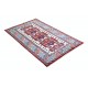 Hand Knotted Ivory, Red, Light Blue, Navy Blue Wool Area Rug | Turkish Tribal Motif Accent Rug Hand Knotted Ivory, Red, Light Blue, Navy Blue Wool Area Rug | Turkish Tribal Motif Accent Rug