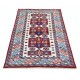 Hand Knotted Ivory, Red, Light Blue, Navy Blue Wool Area Rug | Turkish Tribal Motif Accent Rug Hand Knotted Ivory, Red, Light Blue, Navy Blue Wool Area Rug | Turkish Tribal Motif Accent Rug