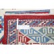 Hand Knotted Ivory, Red, Light Blue, Navy Blue Wool Area Rug | Turkish Tribal Motif Accent Rug Hand Knotted Ivory, Red, Light Blue, Navy Blue Wool Area Rug | Turkish Tribal Motif Accent Rug