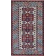 Hand Knotted Ivory, Red, Light Blue, Navy Blue Wool Area Rug | Turkish Tribal Motif Accent Rug Hand Knotted Ivory, Red, Light Blue, Navy Blue Wool Area Rug | Turkish Tribal Motif Accent Rug