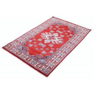 Hand Knotted Red, Navy Blue, Ivory, Light Blue Wool Area Rug | Turkish Tribal Style Accent Rug Hand Knotted Red, Navy Blue, Ivory, Light Blue Wool Area Rug | Turkish Tribal Style Accent Rug