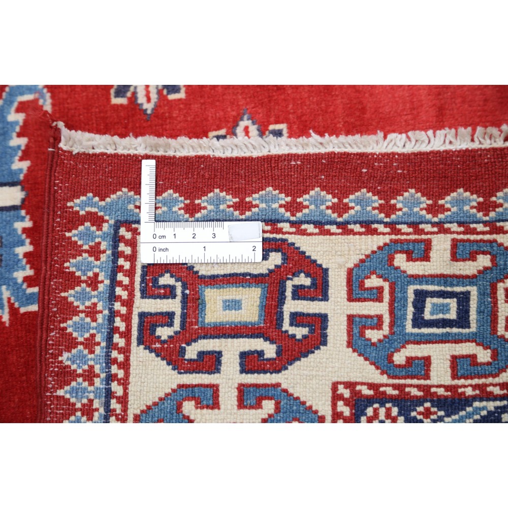 Hand Knotted Red, Navy Blue, Ivory, Light Blue Wool Area Rug | Turkish Tribal Style Accent Rug Hand Knotted Red, Navy Blue, Ivory, Light Blue Wool Area Rug | Turkish Tribal Style Accent Rug