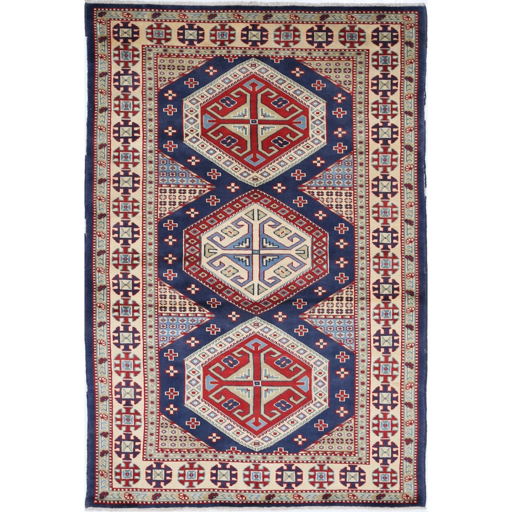 Hand Knotted Tribal Wool Accent Rug | Geometric Design Entryway and Bedroom Rug Hand Knotted Tribal Wool Accent Rug | Geometric Design Entryway and Bedroom Rug