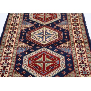 Hand Knotted Tribal Wool Accent Rug | Geometric Design Entryway and Bedroom Rug