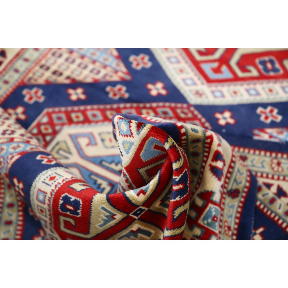 Hand Knotted Tribal Wool Accent Rug | Geometric Design Entryway and Bedroom Rug Hand Knotted Tribal Wool Accent Rug | Geometric Design Entryway and Bedroom Rug